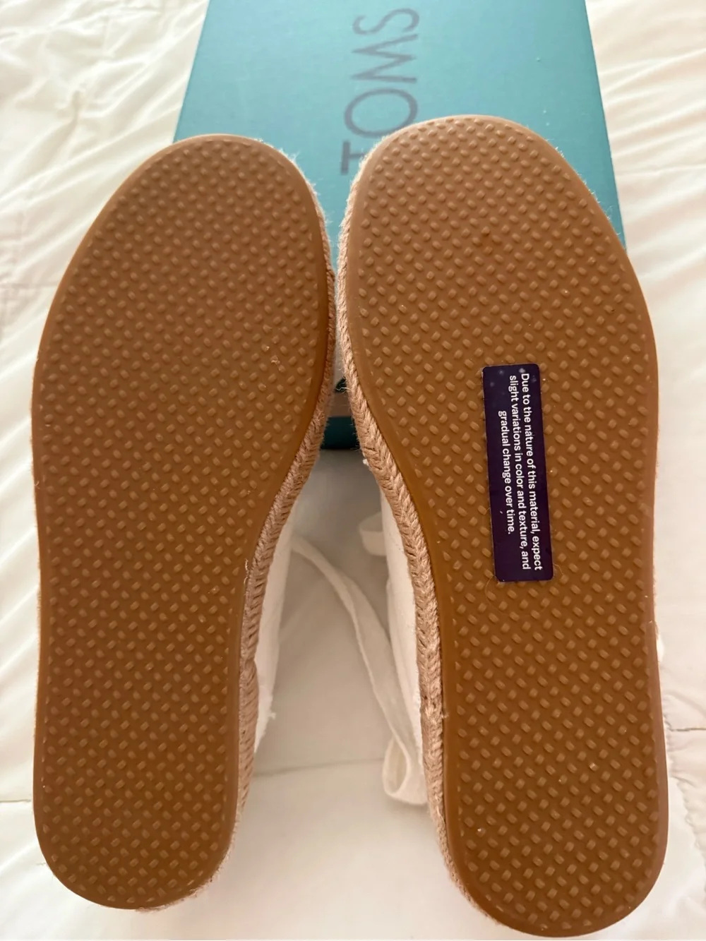 Toms White Canvas Espadrille Sneaker with Natural Jute Trim